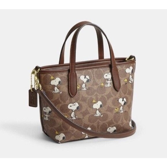 Coach X Peanuts City Mini Tote Bag In Signature Canvas With Snoopy Print CBS83 - Picture 2 of 5